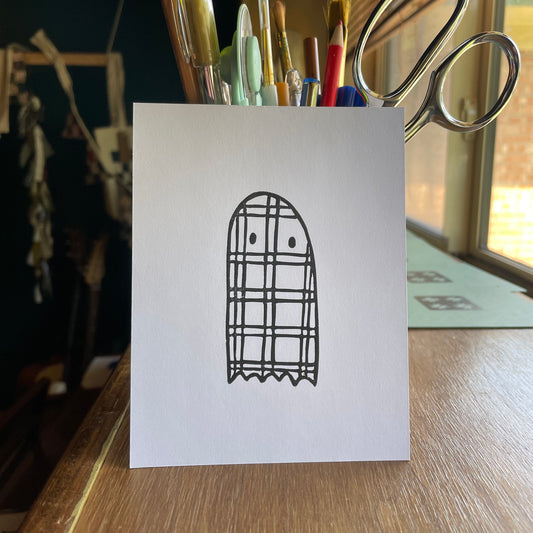 3 pack flat cards + envelopes (flannel ghost)