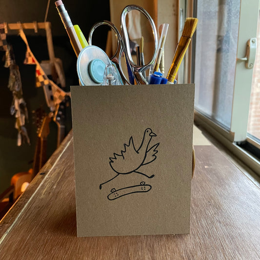 3 pack flat cards + envelopes (goose on skateboard)